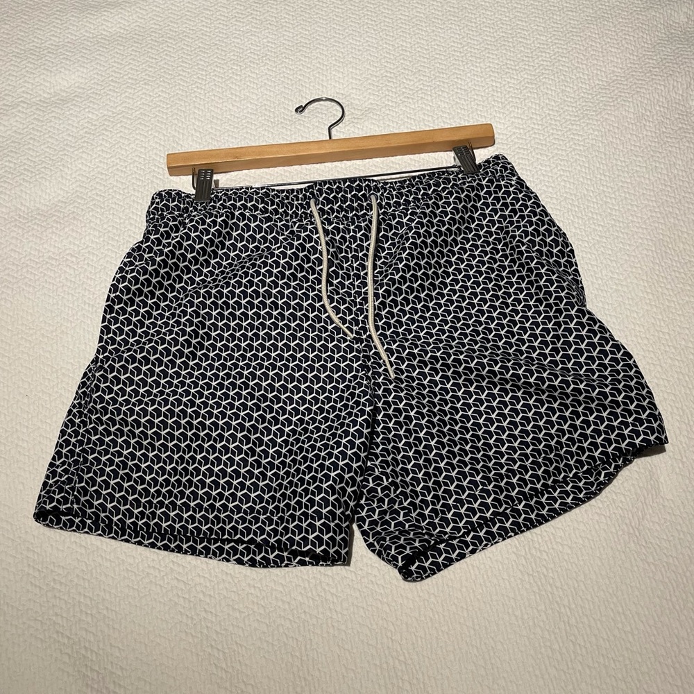 Dark blue with geometrical design